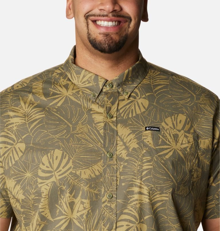 Men's Columbia Rapid Rivers Printed Short Sleeve Shirts Olive | Plus Size CA-J501L